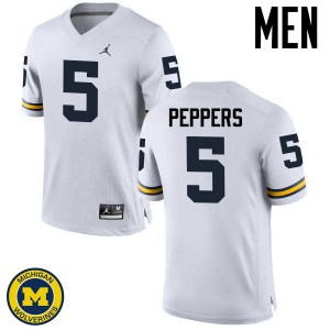 Mens Michigan #5 Jabrill Peppers White Stitched Jerseys 139670-562