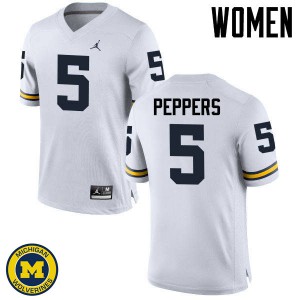 Women Michigan #5 Jabrill Peppers White Stitched Jerseys 141667-596