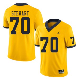 Men's University of Michigan #70 Jack Stewart Yellow Official Jersey 833081-793