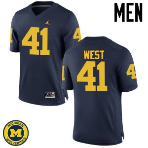 Men's Michigan Wolverines #41 Jacob West Navy High School Jersey 697611-221