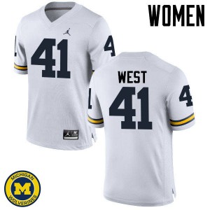 Womens Michigan #41 Jacob West White Player Jerseys 954781-109