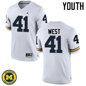 Youth Wolverines #41 Jacob West White University Jersey 675620-256