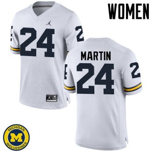 Women's University of Michigan #24 Jake Martin White Stitch Jersey 286445-807