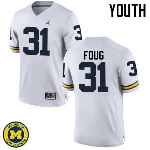 Youth Michigan #31 James Foug White College Jersey 680245-979