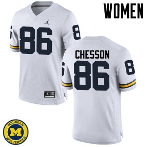 Women's Wolverines #86 Jehu Chesson White Football Jerseys 452178-328