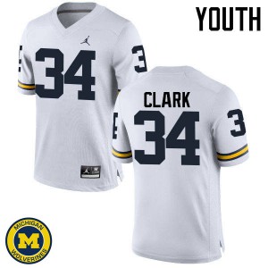 Youth University of Michigan #34 Jeremy Clark White High School Jerseys 832789-905
