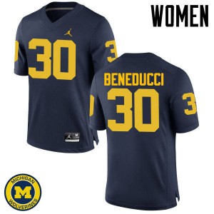Women Wolverines #30 Joe Beneducci Navy Embroidery Jersey 302875-103