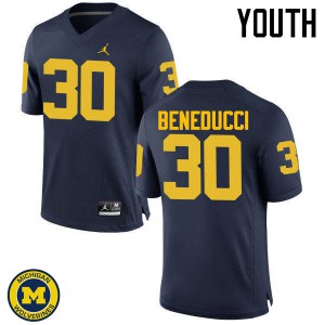 Youth Wolverines #30 Joe Beneducci Navy Stitched Jersey 969176-710