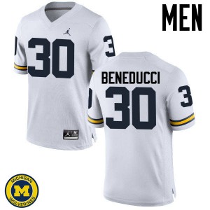 Men's Michigan Wolverines #30 Joe Beneducci White University Jersey 434458-929