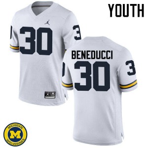 Youth Michigan #30 Joe Beneducci White NCAA Jersey 927412-987