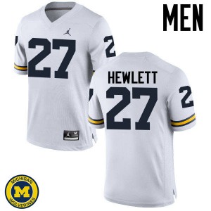 Men's University of Michigan #27 Joe Hewlett White High School Jersey 372593-475
