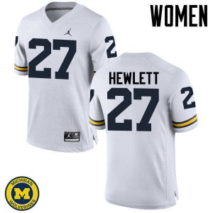 Womens Wolverines #27 Joe Hewlett White Stitch Jerseys 180383-806