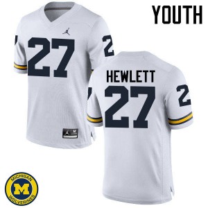 Youth University of Michigan #27 Joe Hewlett White Official Jerseys 401712-633