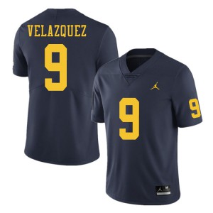 Men's Michigan Wolverines #9 Joey Velazquez Navy High School Jersey 287283-743