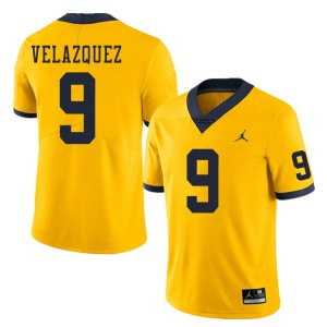 Men Wolverines #9 Joey Velazquez Yellow College Jerseys 227891-506