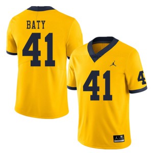 Mens Michigan Wolverines #41 John Baty Yellow Football Jersey 308919-733