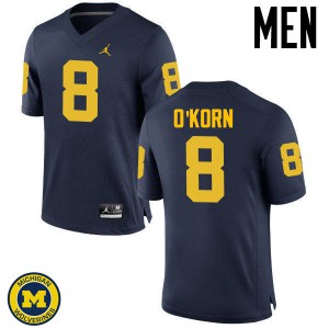 Men Michigan #8 John O'Korn Navy Player Jerseys 980582-961