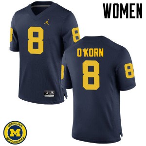 Womens University of Michigan #8 John O'Korn Navy University Jersey 548037-101