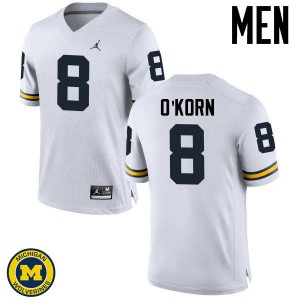 Men's University of Michigan #8 John O'Korn White Alumni Jersey 617122-911