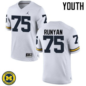 Youth Wolverines #75 Jon Runyan White Football Jersey 217990-665
