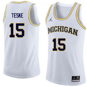 Mens Michigan Wolverines #15 Jon Teske White High School Jerseys 259117-895