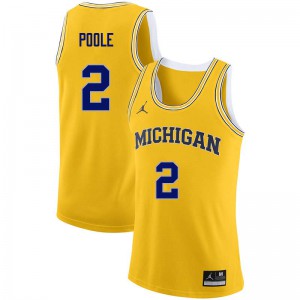Men's University of Michigan #2 Jordan Poole Yellow University Jerseys 221353-886