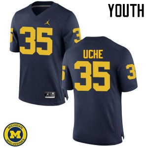 Youth University of Michigan #35 Joshua Uche Navy Stitched Jersey 974107-839