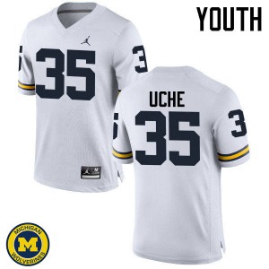 Youth Michigan Wolverines #35 Joshua Uche White University Jersey 574843-620