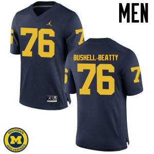Men's Wolverines #76 Juwann Bushell-Beatty Navy Embroidery Jersey 743745-405