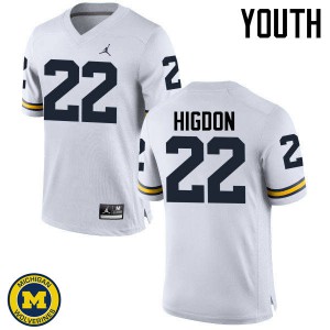 Youth Michigan #22 Karan Higdon White Alumni Jerseys 689031-880