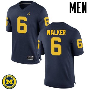Mens Michigan #6 Kareem Walker Navy University Jersey 916918-955