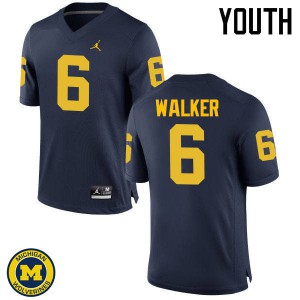 Youth Michigan Wolverines #6 Kareem Walker Navy Embroidery Jerseys 870068-752