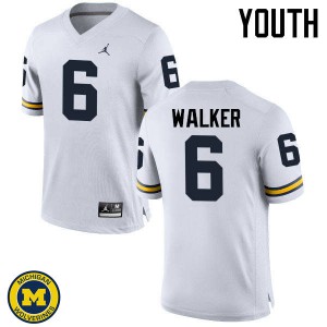 Youth Michigan Wolverines #6 Kareem Walker White Stitched Jerseys 920285-198