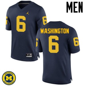 Men's Michigan #6 Keith Washington Navy Embroidery Jersey 641843-208