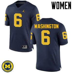 Women's University of Michigan #6 Keith Washington Navy Embroidery Jerseys 787040-473