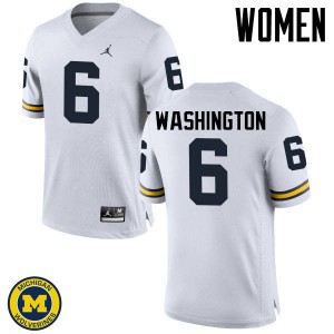 Women University of Michigan #6 Keith Washington White College Jerseys 433475-714