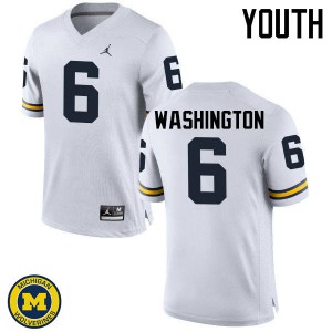 Youth Michigan #6 Keith Washington White Stitch Jerseys 111131-916