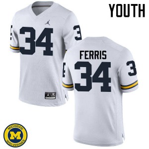 Youth Michigan Wolverines #34 Kenneth Ferris White High School Jerseys 322881-778