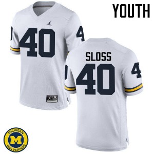 Youth Michigan #40 Kenneth Sloss White Stitched Jerseys 571924-592