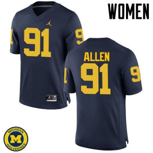 Women Wolverines #91 Kenny Allen Navy NCAA Jerseys 152207-297