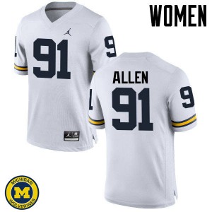 Women's Michigan #91 Kenny Allen White College Jersey 702938-630