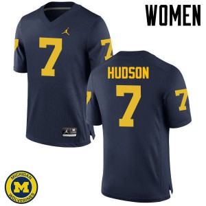Women Michigan Wolverines #7 Khaleke Hudson Navy NCAA Jersey 686864-672