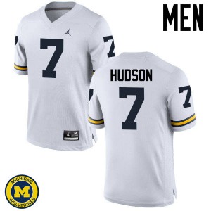 Men's Michigan Wolverines #7 Khaleke Hudson White Embroidery Jerseys 886670-991