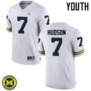 Youth Michigan #7 Khaleke Hudson White University Jersey 572772-530