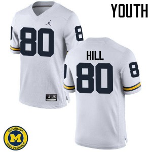Youth Michigan #80 Khalid Hill White University Jerseys 268721-396