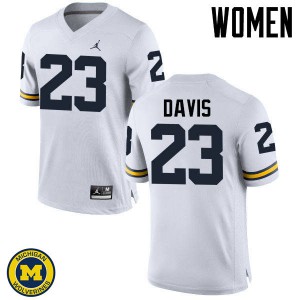 Women Michigan #23 Kingston Davis White Embroidery Jerseys 546931-989