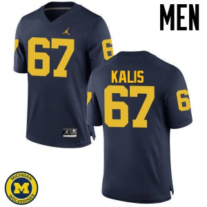 Mens Michigan Wolverines #67 Kyle Kalis Navy Stitch Jersey 535083-848