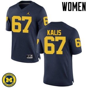 Womens Michigan Wolverines #67 Kyle Kalis Navy High School Jerseys 208252-624