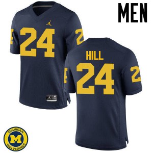 Mens Michigan Wolverines #24 Lavert Hill Navy Embroidery Jersey 939664-187
