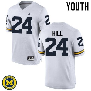 Youth Michigan Wolverines #24 Lavert Hill White Embroidery Jerseys 881774-774